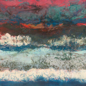 Red / Blue / White / Cream abstract modern art painting