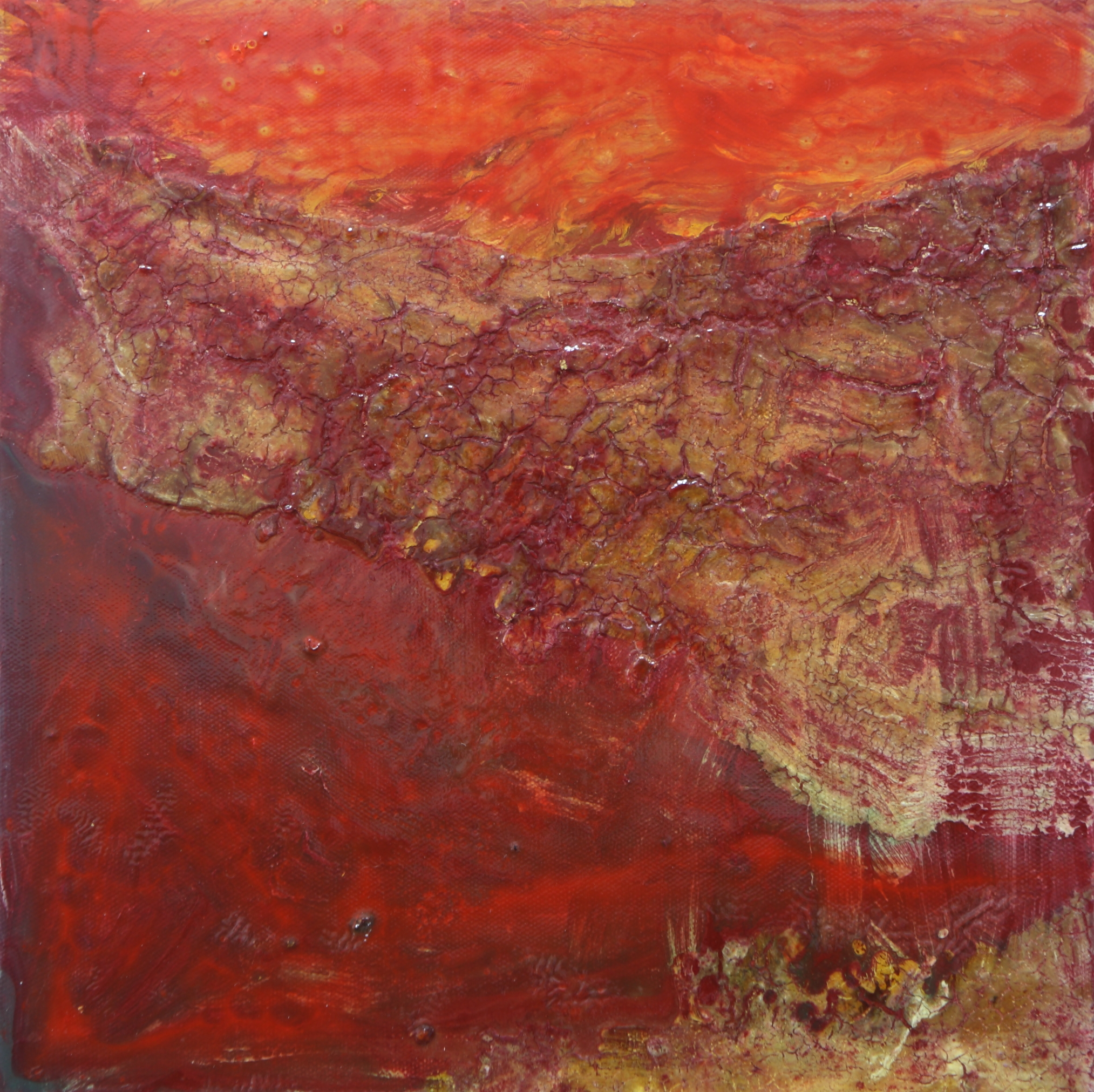 Red abstract painting modern art size 30.8cm x 30.6cm Framed 39.8cm x 40cm