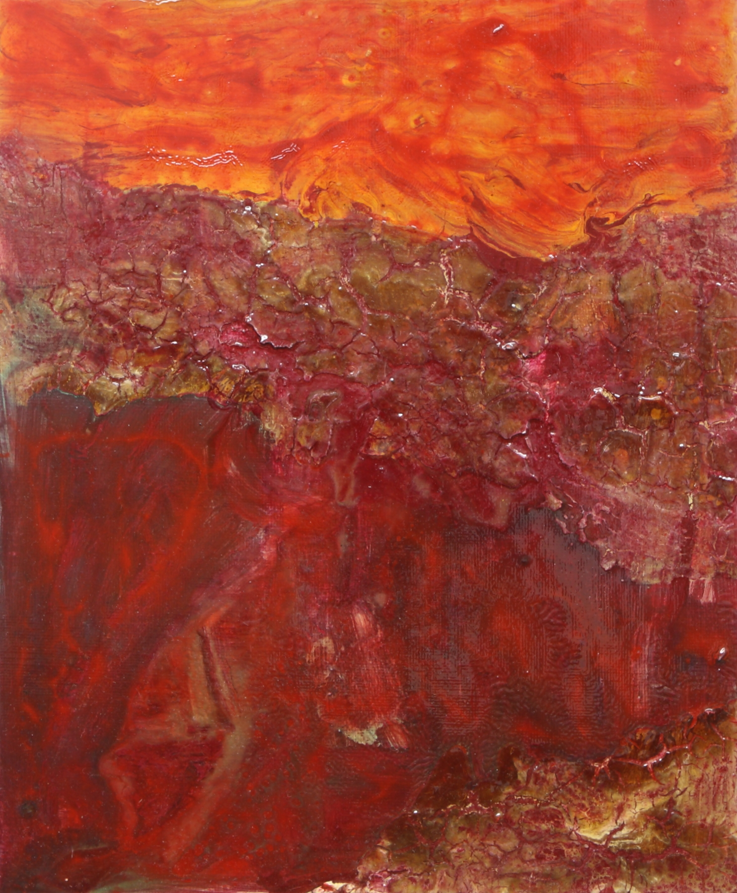 Red abstract painting modern art size 30.5cm x25.3cm Framed size: 39.8cm x 40cm