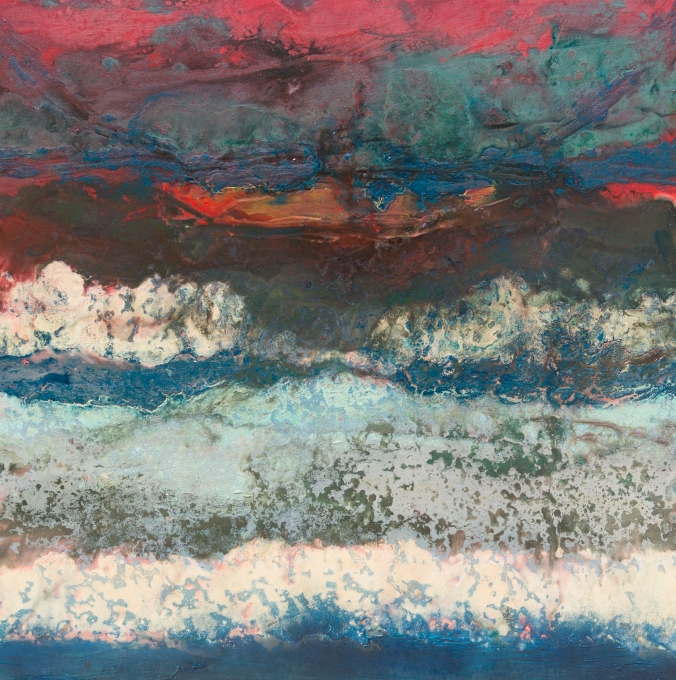 Red / Blue / White / Cream abstract modern art painting