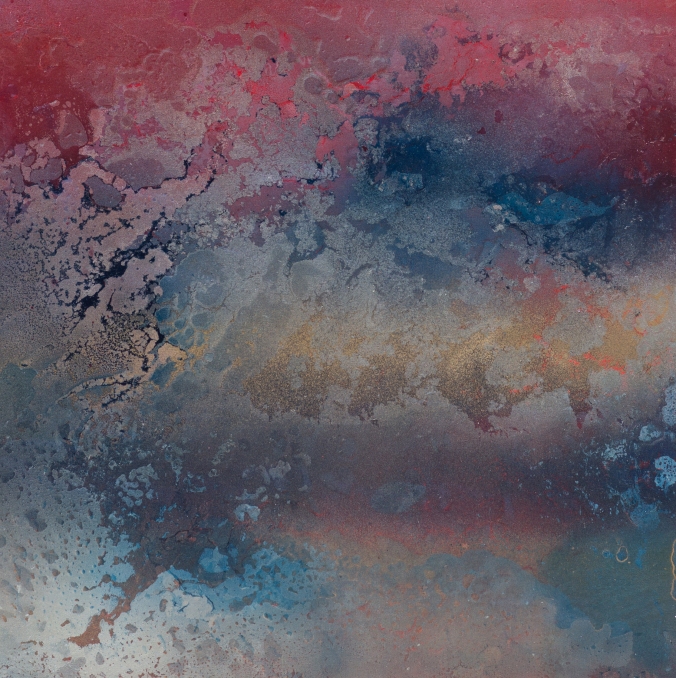 Red / Blue / Silver abstract painting modern art